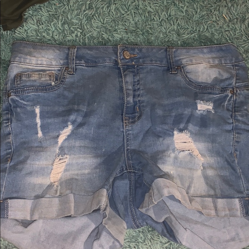 Ripped Denim Shorts